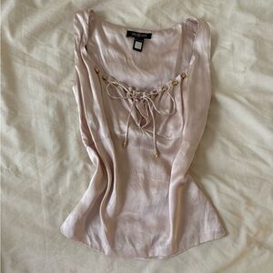 SOLD Roberto Cavalli Silk Beaded Coquette Top